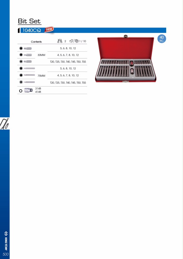 Набор бит шестигранных TORX. 40 предметов