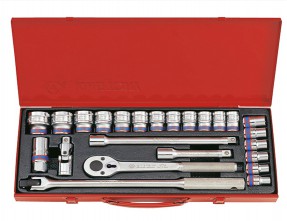 KING TONY Комплект торцевых головок с принадлежностями 6 гр 10-32 мм