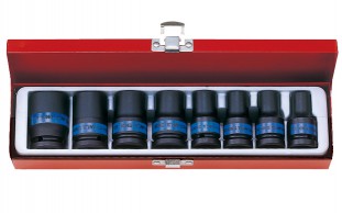 KING TONY Комплект ударных тонкостенных торцевых головок 6 гр 10-24 мм